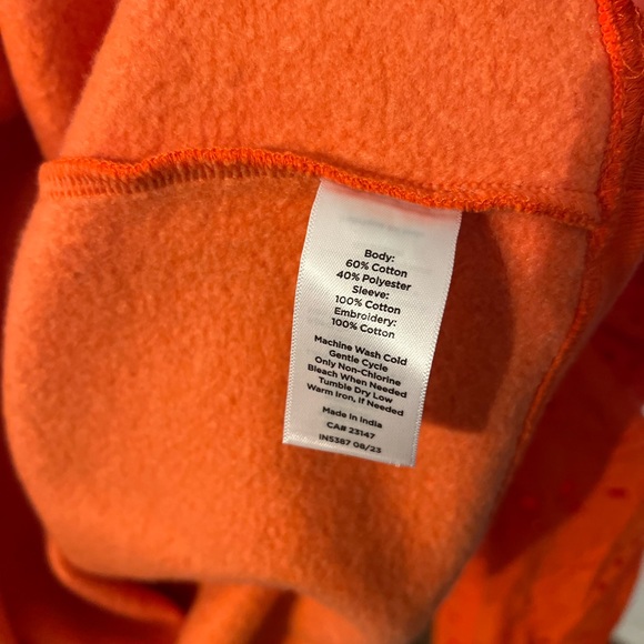 NWOT Talbots Orange Eyelet Sleeve crew neck sweatshirt LARGE PETIT - Picture 5 of 6